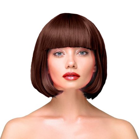 Peruk Kort Rakt Hår - Brun - Partyninja.se