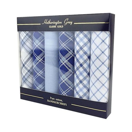 6-pack herre/herre rutete lommetørklær, 100 % bomull i gaveeske, forskjellige farger