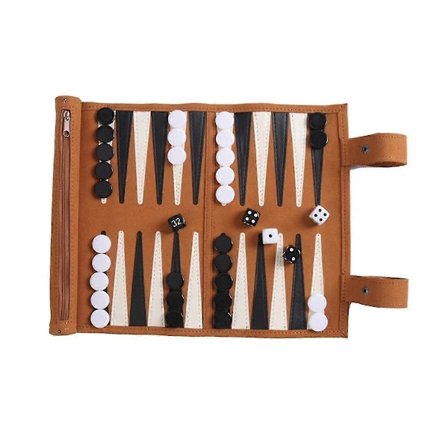 Backgammon Bræt - Transportabelt Backgammon Sæt til Voksne, Rejsespil, Voksen Design, Børn