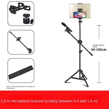 Justerbar Tripod Gulv Tablet Holder Støtte til 4-13 Tommer til iPad Air Pro 12.9 Ligge Ned Beslag Holder~05915