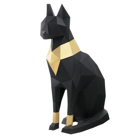 Käsin koristeltu 3D stereoskooppinen paperimalli Geometrinen origami-käsityö Kissan keräilysetti Muinaisen Egyptin kissa Musta 30*10cm Black 30*10cm