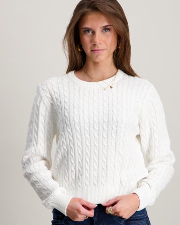 Grunt GRLine Cable LS Knit Blanc Pulls Fille - Kids Brand Store