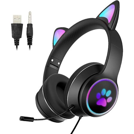 LED-kablede Chat-hovedtelefoner med Gaming Headset til Voksne og Teenagere