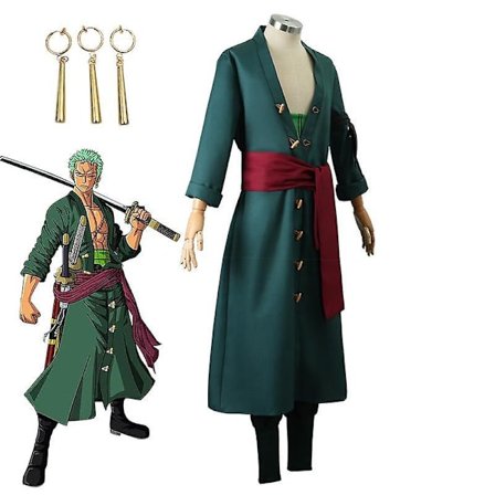 Herr Roronoa Cosplay Kostym Zoro Anime Robe Outfits med örhängen