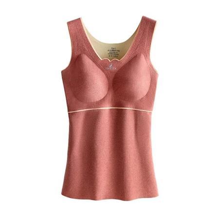 Termisk Underundertøj Fløjlsvest Vinter Kvinders Solid Bund med Brystpude Camisole Slank Varmt Sling Vest Kvinde Termisk Underundertøj Burgundy 3XL(70