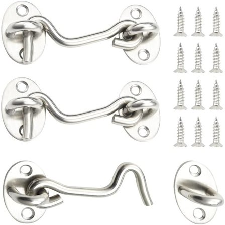 Sæt med 3 Hasper med Hasper og Bolte til Dør- eller Vindue Lås