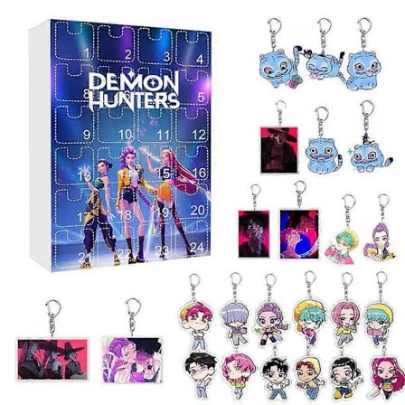 2025 KPOP Demon Hunters Julekalender Blind Box Ryggsekk Flat Akryl Nøkkelring Anheng, Julekalender 2025