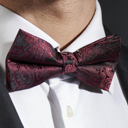 Papion roșu bordo cu model pentru bărbați - Papioane gata legate