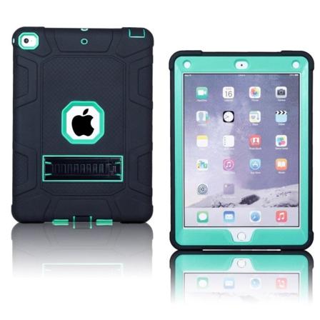 iPad (2018) armor defender silikone etui - Cyan / Sort Blue
