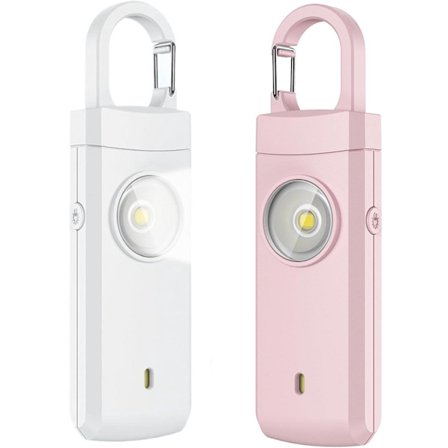 ING Personlig Alarm Pakke med 2 Kraftig 130 dB Lyd og Sterk Blits Personlig Sikkerhetsalarm Selvforsvar Nøkkelring Personlig Beskyttelse Nødsignal