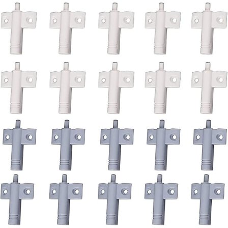 20 stk. køkkendørsdæmpere, skabsdæmpere, skuffedæmpere, blød og lydløs dæmper, til skabe, dør (hvid+grå)