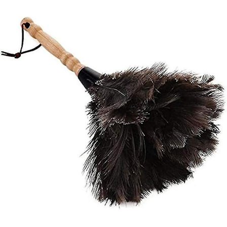 Superpehmeä Todellinen Strutsihöyhenpölyharja Bambukahvalla -ES