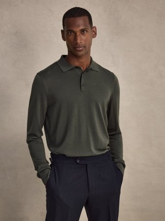 John Henric Men's Grünes Poloshirt Regular Fit Size M
