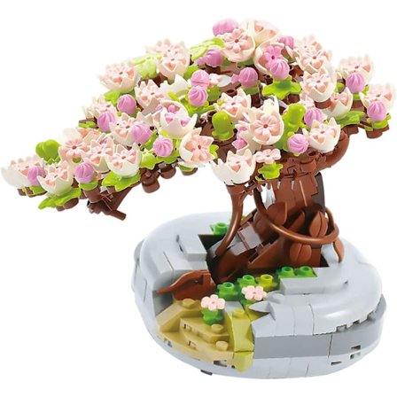 Mini Byggeklodser Sakura Plant Bonsai Model Sæt, Kreativ DIY Simulation Kirsebærblomst Blomster Botanisk Samling