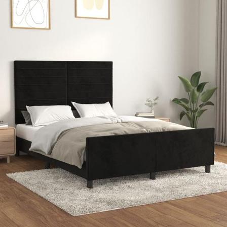 Vidaxl Sängram Med Huvudgavel Svart 140x190 Cm Sammet Svart