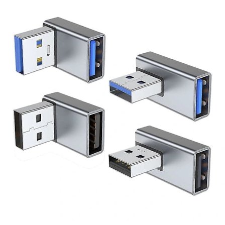 (Pow yeah!) 4 stk. USB 3.0-adapter, Op- og nedadvinkel, Venstre- og højre vinkel USB a Han til Hun-konverter Forlænger