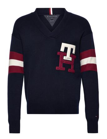 Monogram Varsity V Neck Strikkegenser V-krage Navy Tommy Hilfiger