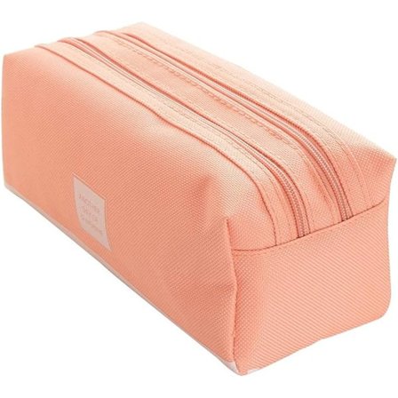 Vaaleanpunainen koulukyniälaukku Kawaii Canvas-kyniälaukku Suuri kapasiteetti