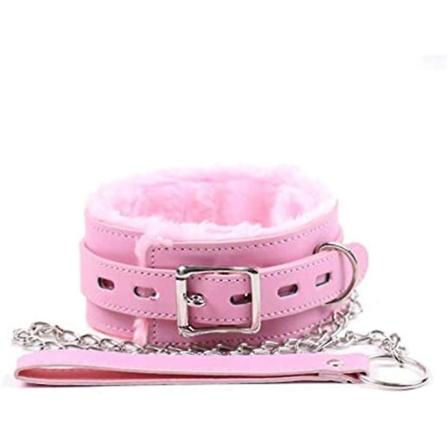 Pels Goth O-ring kjede Punk Slave Leash Choker Pu Rose Lær Krage Avtakbare Metall Halsbånd Beskytt Nakke For Kvinner Menn