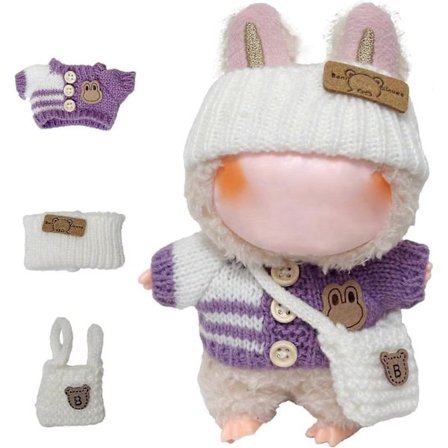 Tøj til 17 cm dukker Tilbehør Hæklet 3-delt sæt Tøj til dukke