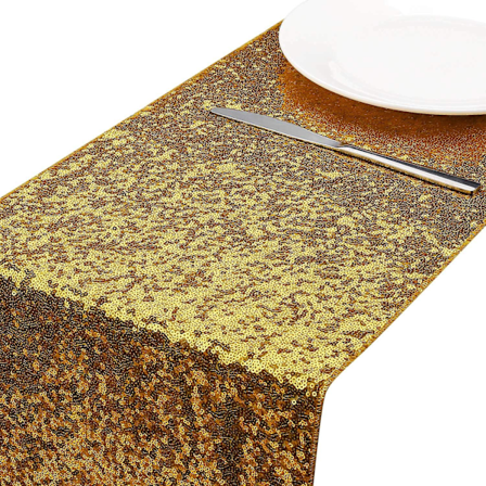 Bordløper med paljetter, gull, bordduk, bordflaggdekorasjon til fest, bryllup, bursdag