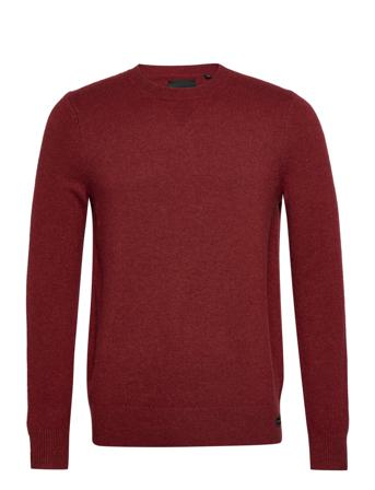 Vintage Lambswool Crew Strikkegenser M. Rund Krage Burgundy Superdry