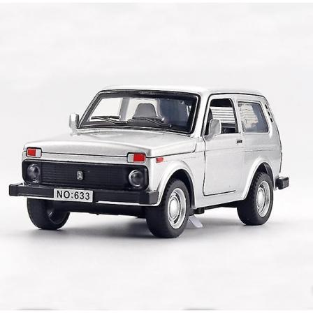 Hhcx-1/32 Russisk Lada Niva Legetøj Modelbil Legetøj Diecast Metal Støbning Pull Back Musik Let Bil Til Børn Køretøjslegetøj - Perfet Silver