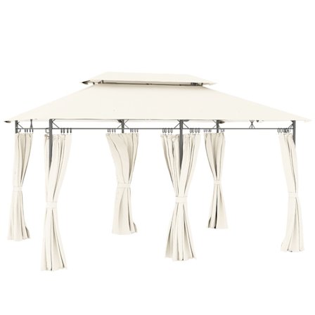 Puutarhapaviljonki kaksoiskatolla, vedenkestävä, 4x3m, kermanvärinen