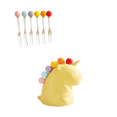 Dessertgafler i rustfrit stål med opbevaringskrukke - Fødevaresikkert bestik, til hjemmet, fest