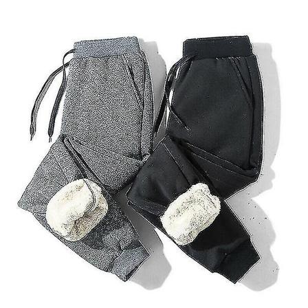 Thermal i tjock fleece för män Utomhus Vinter Varma Casual Byxor Joggare black XXL