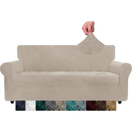 Velour Sofabetræk 3-personers, Strækbart Sofabetræk Universal, Sofabeskyttelse Skridsikre Sofabetræk med Armlæn, Sofabetræk Beskyttelse Kat