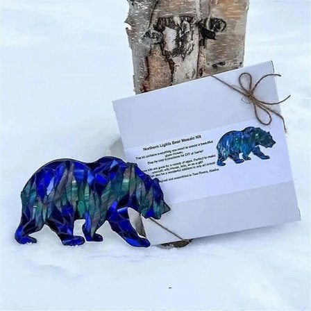 2 STK DIY Bjergkæde Mosaik Kit Sjov Solsikke Svamp Farvet Glas Håndværk Farvet Glas Ræv Mo.pa