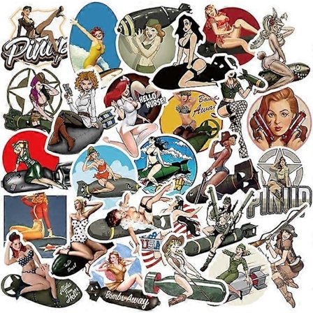 50 stk. Pin Up Girl-klistremerker for bærbar PC, vannflaske, bagasje, snowboard, sykkel, skateboard, dekal for barn, tenåringer, voksne, vanntette 