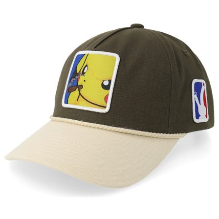 BOOM - Poke Smoke Patch Rope Olive/Stone Golfer A-Frame Adjustable Adjustable Green Cap - @ Hatstore