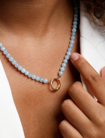 Design Letters Gemstone Charm Lock Chain - Blue - ONE SIZE