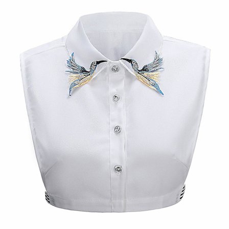 Avtagbar Fusk Krage Halv Vit - Elegant Blomspets Broderad Skjorta För Kvinnor Och Flickor