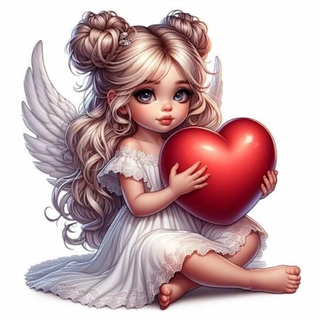 3st Barnrum Söt Flicka med Hjärta Affisch30×40 CM