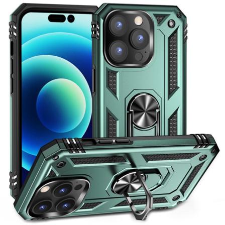 Iphone 14 Pro Max Rotary Kickstand Mobilskal - Blackish Green Grön