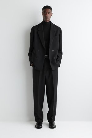 COS Men's Slim Wool-Jersey Roll-Neck Top in Black