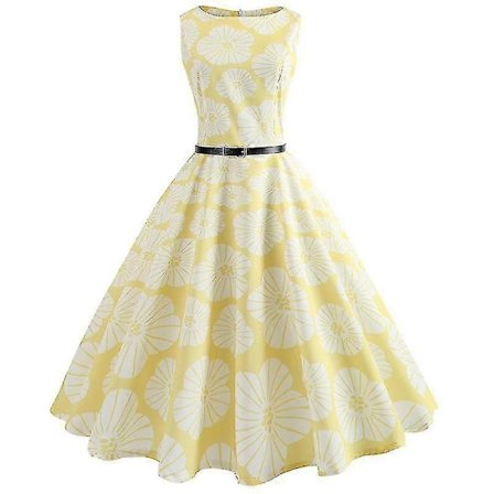 Dame Vintage 50-talls 60-talls Swing Blomstret Midi Kjole Selskaps Cocktail Midi Kjoler Ballkjole