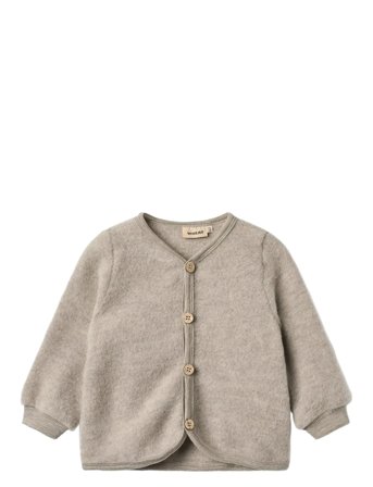 Wheat Wool Fleece Cardigan Kari - Grey - 86