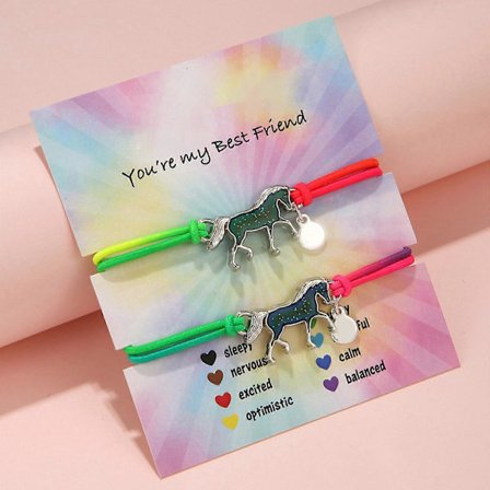 Hevosrannekoru, tunnelmarannekoru riipuksella lapsille, väriä vaihtava, lasten rannekoru kirkkaissa sateenkaaren väreissä syntymäpäiväjuhliin_ horse