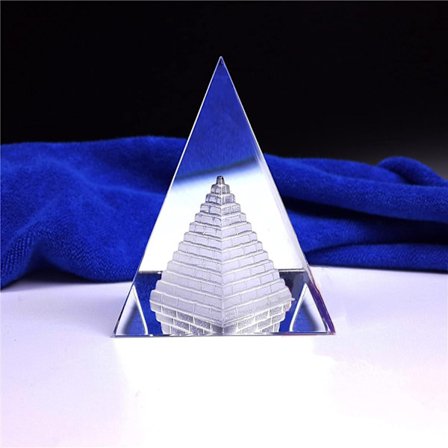 Klar kristallpyramid prisma, Feng Shui meditationskristall för hemmakontor konstdekor stativ