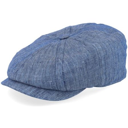 Lierys - Blå flatcap Keps - 8-panel Cap Linen Blue Flat Cap @ Hatstore