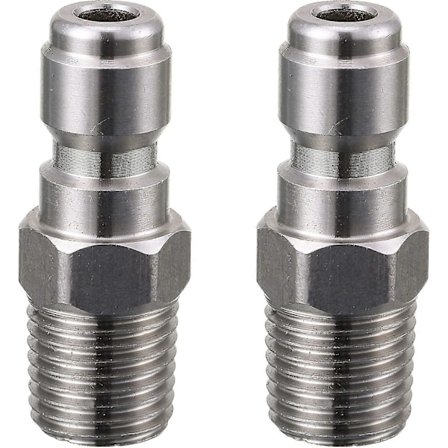 Højtryksrenserkobling, Quick Connect Stik, 1/4 Tomme Han Npt Fitting, 5000 Psi, 2 stk. sølv