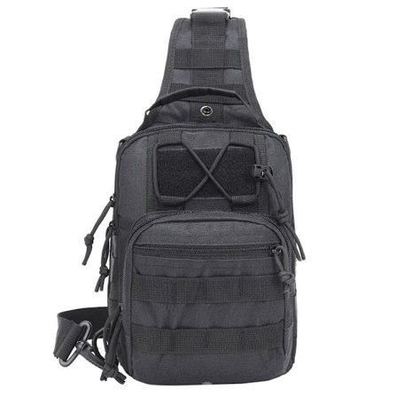 Taktisk skuldertaske egnet til rejsevandring Camping Sort