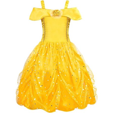 AmzBarley Prinsesse Belle Kjole for Jenter Belle Kostyme Barnas Verdensbokdag Fest Cosplay Maskerade Kjole