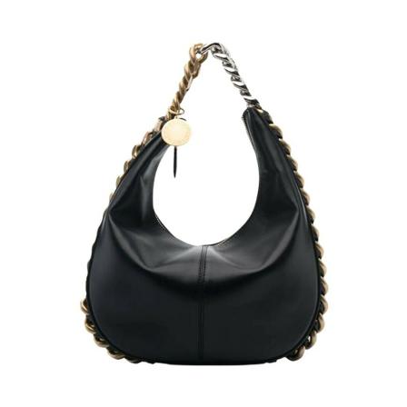 Stella McCartney, Frayme Small Zipit Shoulder Bag Zwart, Dames, Maat:ONE Size,polyester