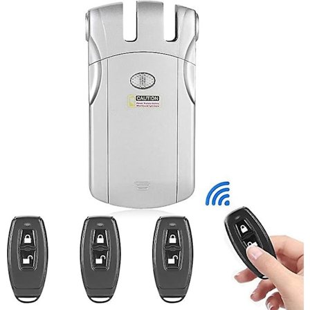 Trådlöst elektroniskt lås - Wafu osynligt nyckellöst trådlöst fjärrkontroll elektroniskt lås med 4 silver fjärrkontroller