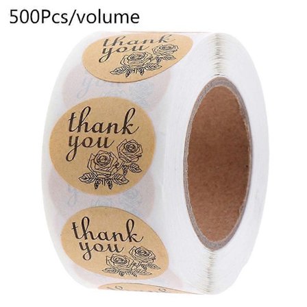 500 kpl/rulla 15 mallia Kukka Kiitos Kraft-tarrat Pyöreät sinettitarrat Käsintehty Scrapbooking Lahjapakkaus Paperitarvikkeiden koristelu